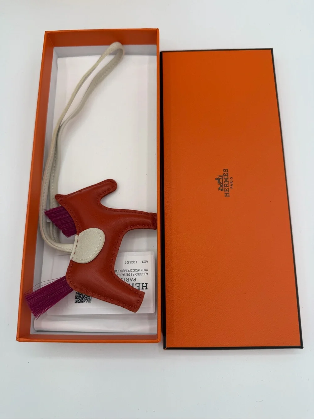 Hermès Rodeo Horse Bag Charm in Orange, Fuchsia, and Cream🔥 - Picture 3 of 3